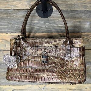 BIN047.8 Roberta Gandolfi Brown Leather Shoulder Bag Tote Made In Italy